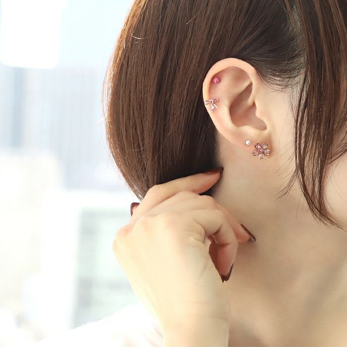 【全品送料無料】軟骨ピアス14G16G18Gボディピアスさくらピアスセット和和風桜サクラ植物花フラワー耳たぶヘリックスキャッチパーツカスタマイズ14ゲージ16ゲージ18ゲージ軟骨ピアス片耳用
