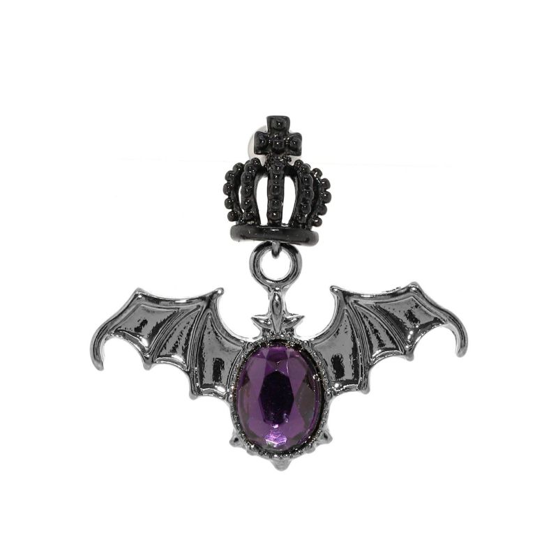 凛オリジナル王冠蝙蝠チャームピアス・パープル