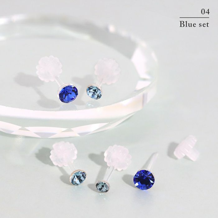 ピアス ジュエル 5個セット カラフル サイズいろいろ スタッド