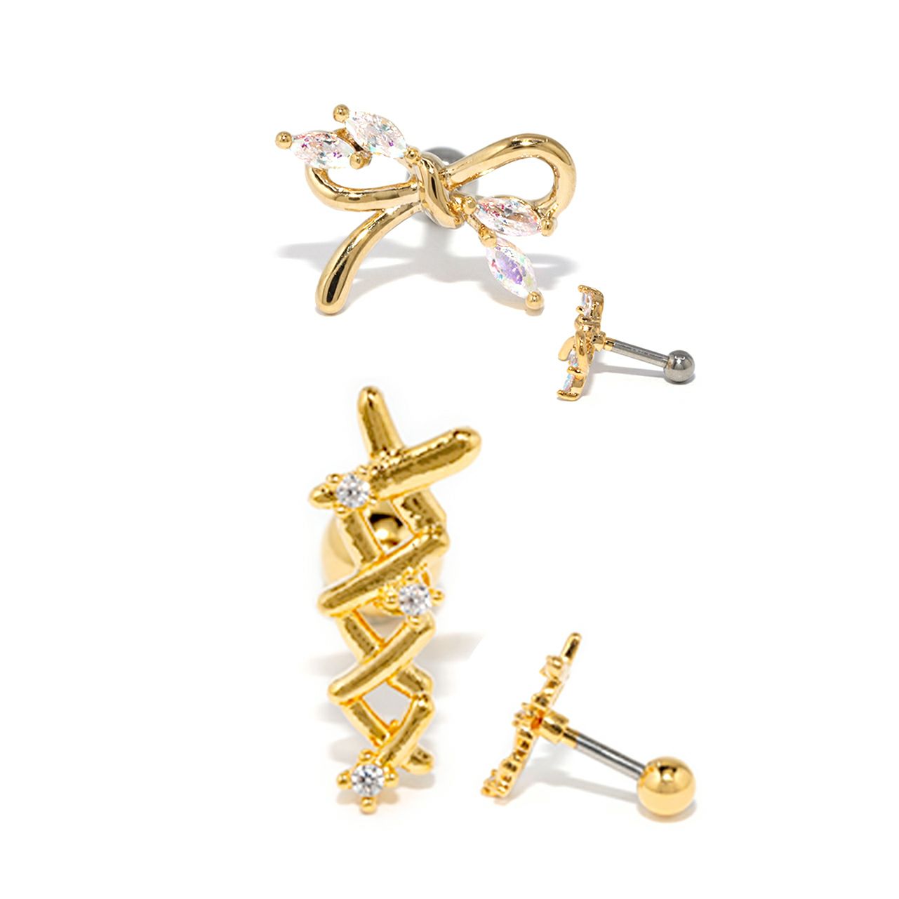 黄色のリボンピアスほかセット販売 コルセットリボンピアスセット｜ボディピアス凛【公式】