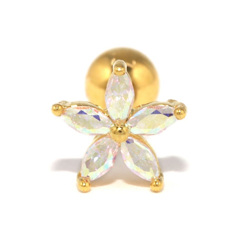 花 軟骨ピアス シンプル ゴールド