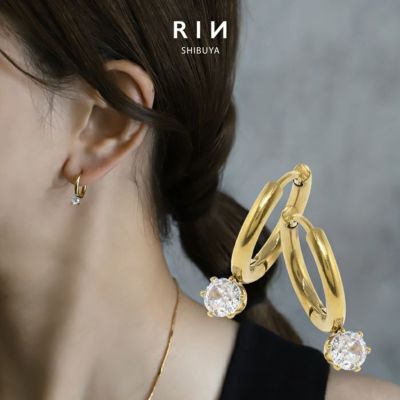 14k post ブロンディ キュービック ワンタッチ リングピアス 18G 軟骨ピアス 14K チタン ジュエル ワンタッチ リングピアス