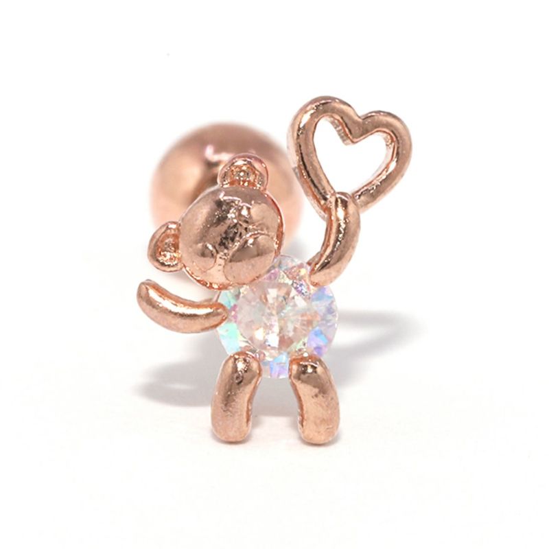 ハートキャッチベアピアス・ピンクゴールド