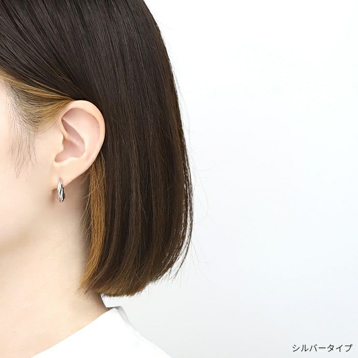 フープピアス２連重厚感リングピアスニッケルフリー18kコーティングセグメントリング