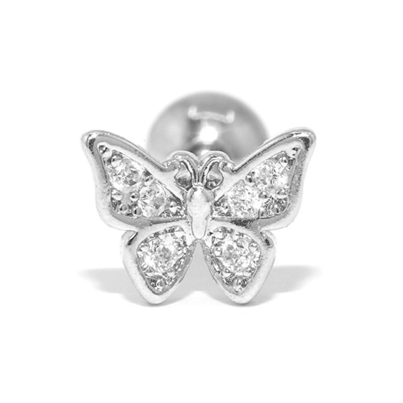 CZジュエル蝶々ピアス・シルバー・クリア
