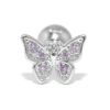 CZジュエル蝶々ピアス・シルバー・パープル