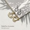 ファッションピアスフープピアス2連フロントバックニッケルフリーチタンポストフープスタッド