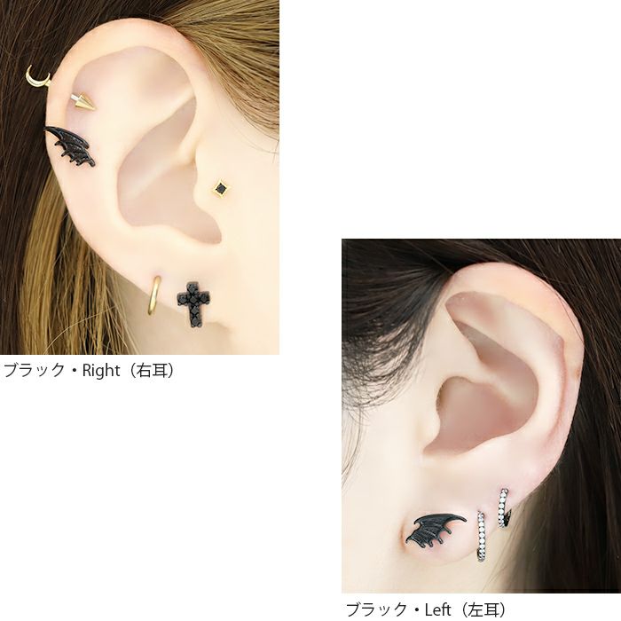 16G 軟骨ピアス デビル ウィング 翼 羽 悪魔 ストレートバーベル