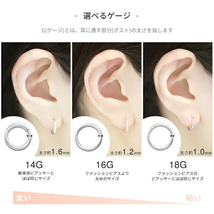 ボディピアス14G16G18G軟骨ピアスセグメントリング