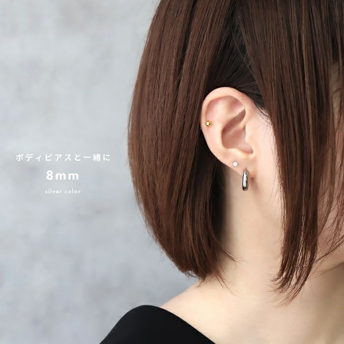 ファッションピアスリングピアスワンタッチセグメントアレルギーフリーフープピアス