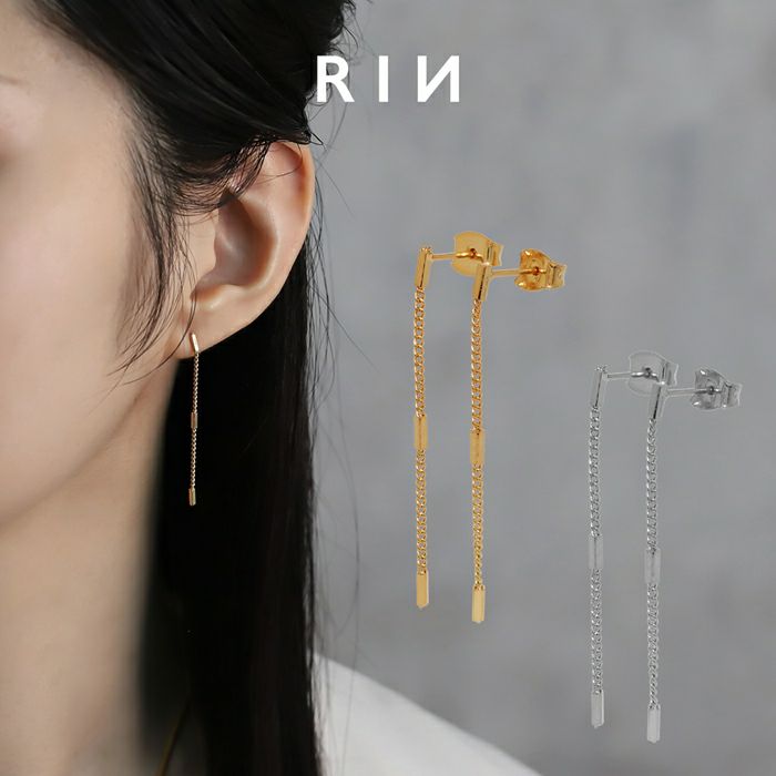 ファッションピアス チェーン揺れる ゆらゆら 喜平 18K ロジウム