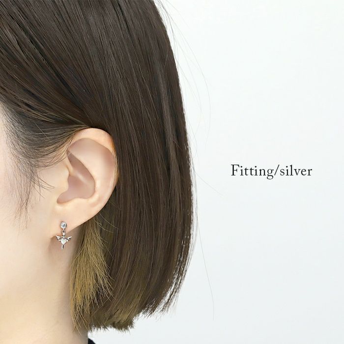 16G 軟骨ピアス デビル 羽 悪魔 ウィング ハート オーロラジュエル