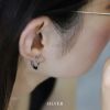 ピアス18k18金金属アレルギーフープリングつっけぱなしキャッチレス楕円変形ワンタッチ18kコーティングレディースセカンドピアスシンプルシルバーゴールドロジウムコーティング上品きれいめ耳たぶ【両耳用・2個売り】