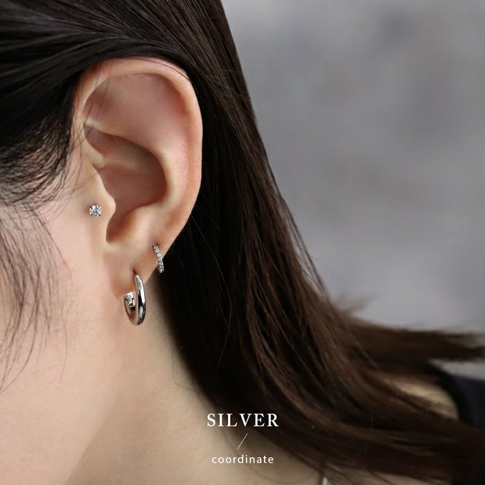 ピアス18k18金金属アレルギーフープリングつっけぱなしキャッチレス楕円変形ワンタッチ18kコーティングレディースセカンドピアスシンプルシルバーゴールドロジウムコーティング上品きれいめ耳たぶ【両耳用・2個売り】