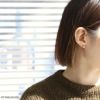 ピアススパイラル揺れる18Kロジウムコーティングロングスタッド