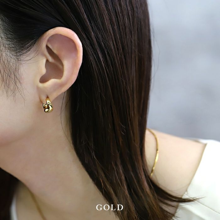 ピアス18k18金金属アレルギーフープニッケルフリーつっけぱなし18kコーティングレディースチタンポストポストピアスセカンドピアスシンプルシルバーゴールド変形歪c型ロジウムコーティング大人上品かわいいきれいめ耳たぶ【両耳用・2個売り】