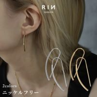 ピアスロング18Kコーティングカーブ曲線半月型エレガントフック