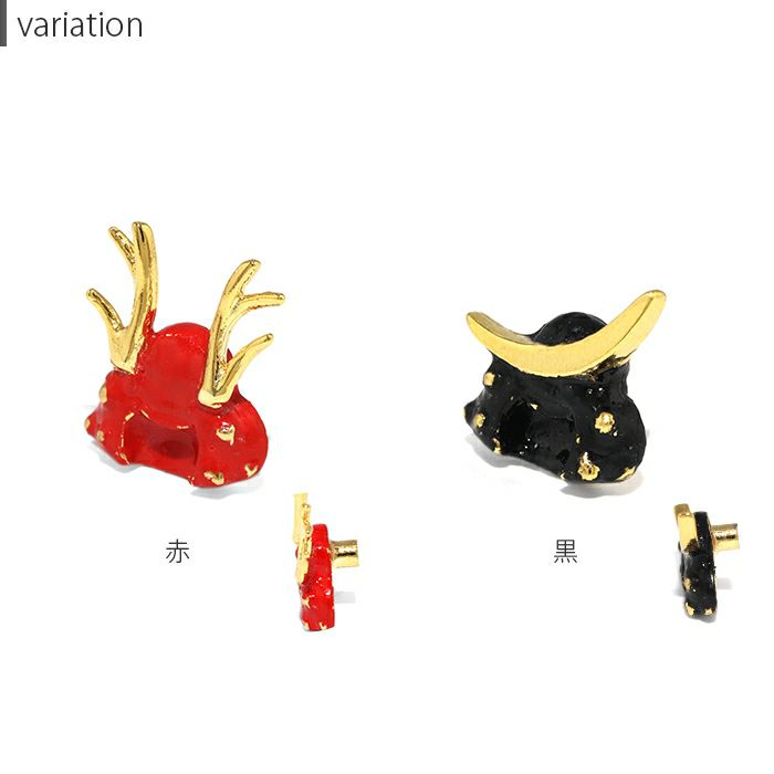 ボディピアスキャッチ軟骨ピアス16G18G兜和ピアス金属アレルギーサージカルステンレスレッドブラックステンレスピアスセカンドピアスメンズレディースピアスパーツ和風和柄カスタマイズ武士甲冑かっこいい片耳用