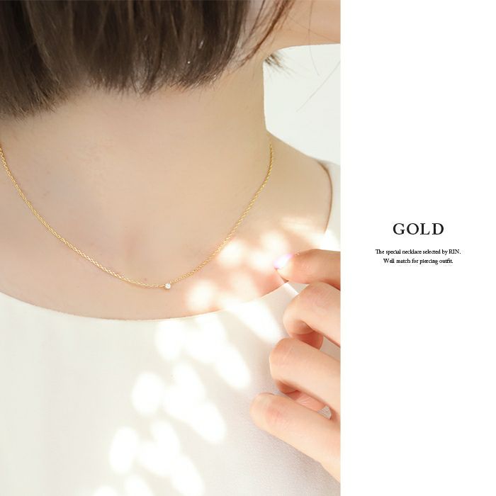 ネックレスペンダント一粒キュービックジルコニアchainあずきチェーン