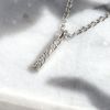 ネックレスキュービックジルコニア棒バーペンダントチェーンあずきチェーン
