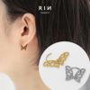 蝶々ピアスバタフライワンタッチフープピアス18Kコーティング透かし模様きれい上品リングボディピアス凛RIN専門店通販かわいい