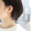 ピアス18Kコーティング楕円ドロップ上品チャームチタンポストスタッド