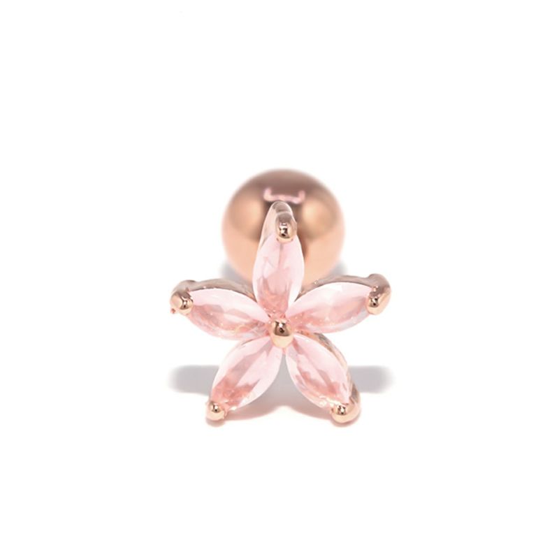 花 ジュエル 軟骨ピアス ピンク・Sサイズ