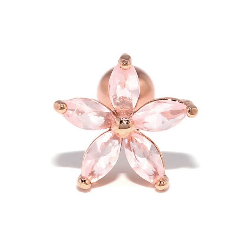 花 ジュエル 軟骨ピアス ピンク・Lサイズ