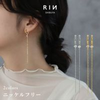 ピアス18Kコーティングチェーン揺れるジュエルキュービックジルコニアフープピアスアクセサリー