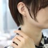 ピアス18Kコーティングチェーン揺れるジュエルキュービックジルコニアフープピアスアクセサリー