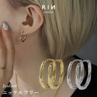 ピアス18Kコーティングツイストオーバルリングフープピアスアクセサリー