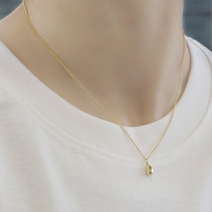 ネックレスペンダントしずく雫ドロップキレイ16kコーティングあずきチェーンアクセサリー