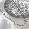 ネックレスパールアクリルパール上品16kコーティング喜平チェーンアクセサリー