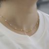 ネックレスパールアクリルパール上品16kコーティング喜平チェーンアクセサリー