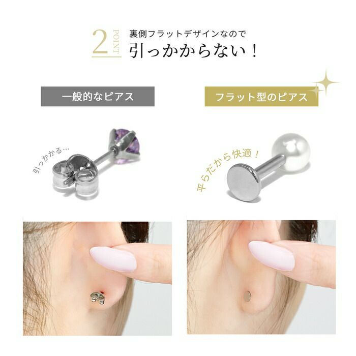 パールピアス 真珠 フォーマル きれい 引っかからない サージカルステンレス 軟骨ピアス 凛 RIN ラブレットスタッド 16G 14G 樹脂パール