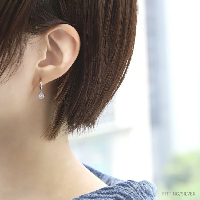 ピアス18Kコーティングジュエルリング揺れる金アレ対応きれい上品リングピアスフープアクセサリー