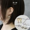 ピアス18Kコーティングパール揺れる金アレ対応きれいフォーマルリングピアスフープアクセサリー