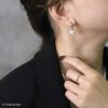 ピアス18Kコーティングパール揺れる金アレ対応きれいフォーマルリングピアスフープアクセサリー