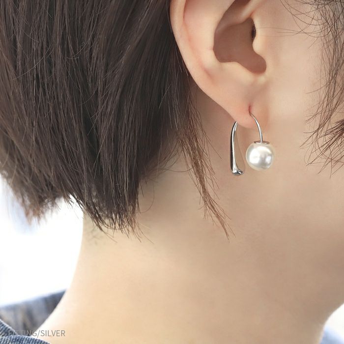 ピアスパール18Kコーティング揺れるドロップ大粒金アレ対応きれいフォーマルフックピアスパールキャッチアクセサリー