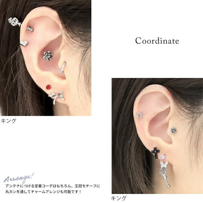 ボディピアス軟骨ピアス16G金属アレルギー対応チェスストレートバーベルキングクイーンルークビショップナイトポーンサージカルステンレスつけっぱなしシルバー軟骨トラガスヘリックスかわいいキャッチキュービックジルコニア片耳用