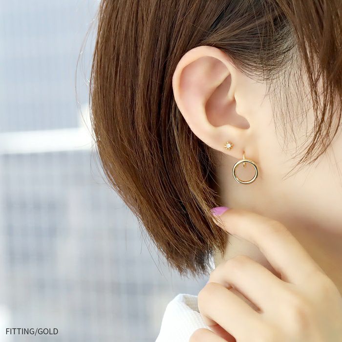 ピアス18Kコーティングサークルリングフープピアスアクセサリー