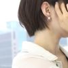 ピアスロジウムコーティング楕円パールおしゃれスタッドアクセサリー