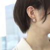 ピアスロジウムコーティング楕円パールおしゃれスタッドアクセサリー