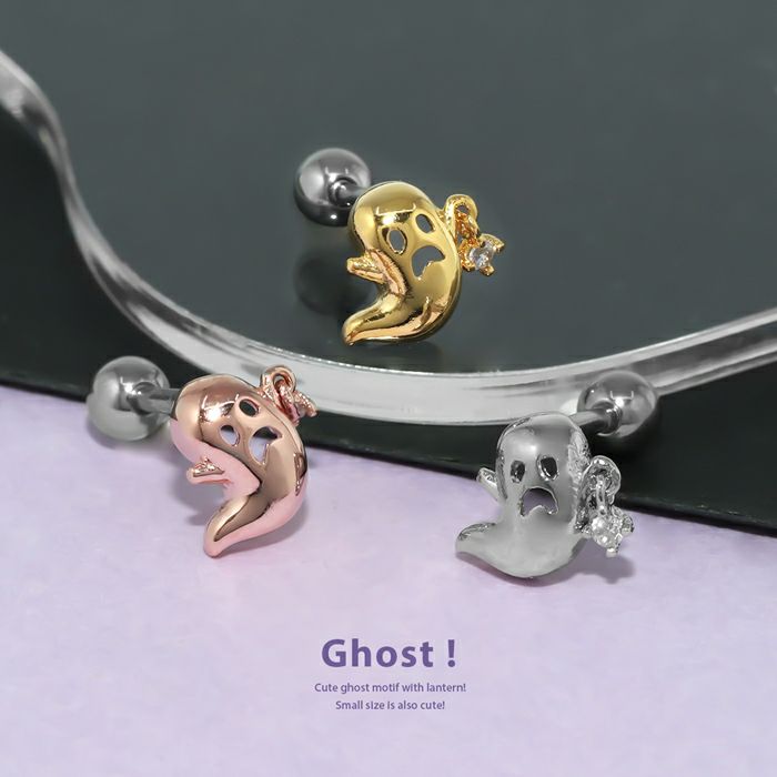 軟骨ピアスおばけゴーストランタンジュエルかわいいハロウィンパーティーストレートバーベル16ゲージボディピアス
