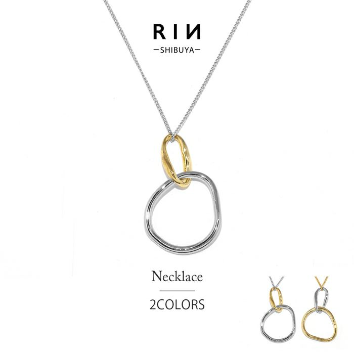 ネックレスロングネックレス楕円シンプルカジュアル16Kチェーンペンダントアクセサリー