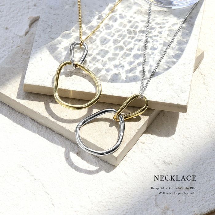 ネックレスロングネックレス楕円シンプルカジュアル16Kチェーンペンダントアクセサリー