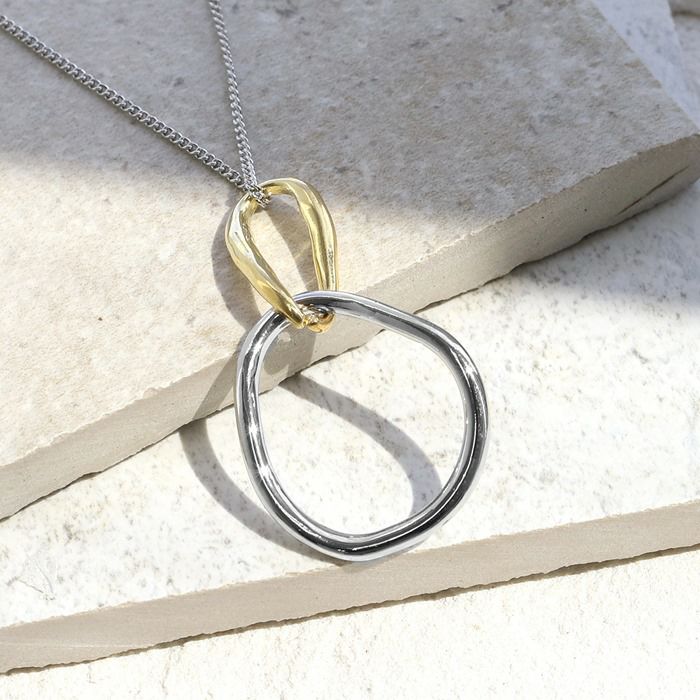 ネックレスロングネックレス楕円シンプルカジュアル16Kチェーンペンダントアクセサリー