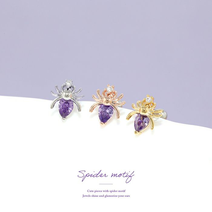 パープルジュエル蜘蛛ピアス｜ボディピアス凛【公式】
