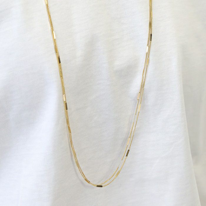ネックレスチェーンネックレスロング2連レイヤードシンプル16kコーティング喜平チェーンアクセサリー