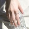 指輪リングキレイ波型繊細キュービックジルコニアほそみ18K華奢ソリティアリングアクセサリー